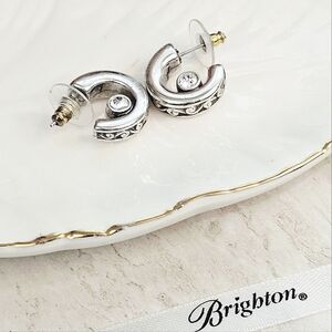 Brighton Silver-Tone Crescent Hoop Earrings with Crystal